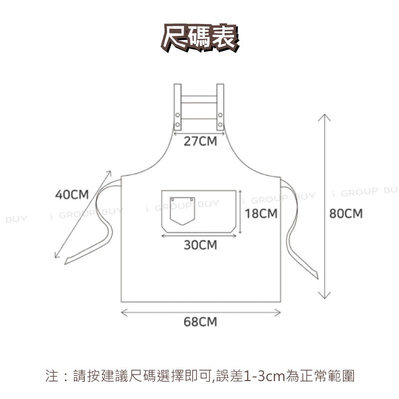 【i揪團】E93(現貨)防潑水圍裙  廚房家用 可調節扣設計/雙口袋設計-細節圖2