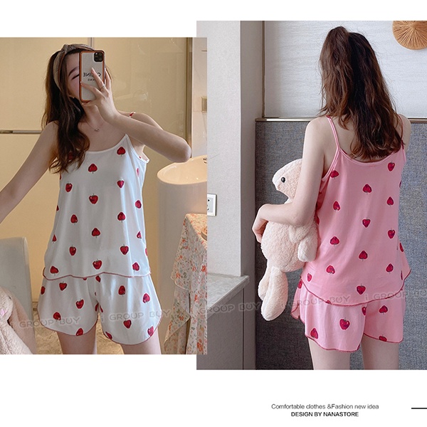 【i揪團】F109(現貨)細肩帶睡衣套裝 春夏 中大碼 大尺碼 兩件式 背心睡衣 可愛睡衣 居家服-細節圖5