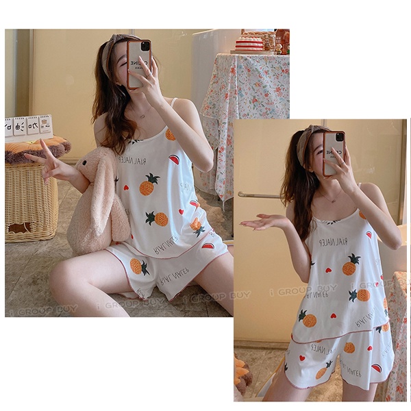 【i揪團】F109(現貨)細肩帶睡衣套裝 春夏 中大碼 大尺碼 兩件式 背心睡衣 可愛睡衣 居家服-細節圖7