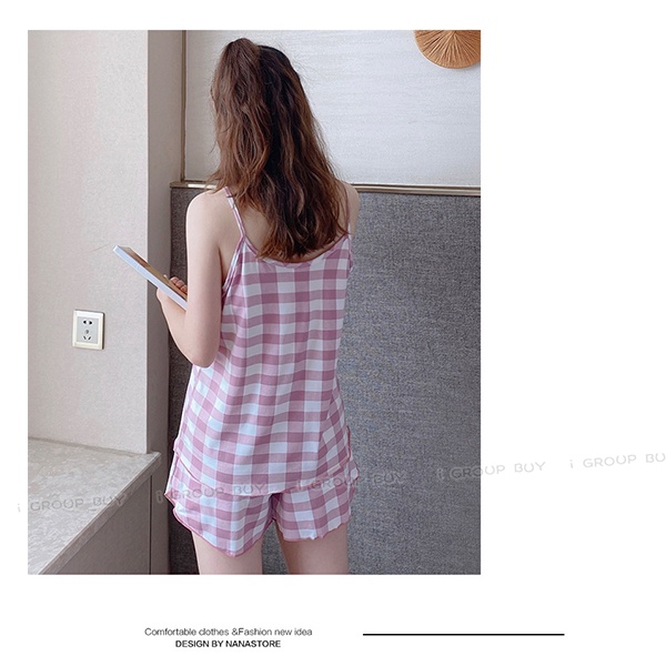 【i揪團】F109(現貨)細肩帶睡衣套裝 春夏 中大碼 大尺碼 兩件式 背心睡衣 可愛睡衣 居家服-細節圖8