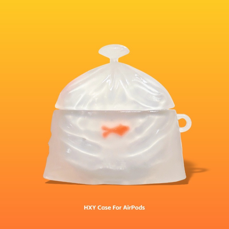 搞怪趣味airpods 耳機殼仿真半透明金魚袋-細節圖5