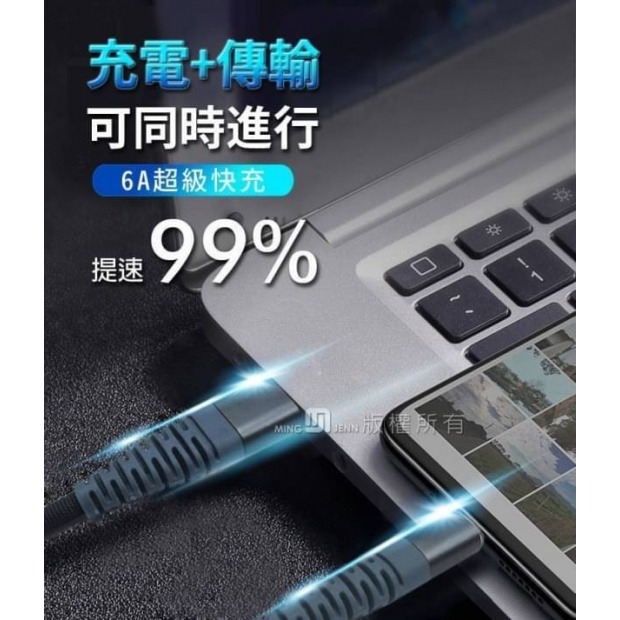 適用於 安卓/iPhone15系列 for Type-C to Type-C用 gogoPhone 6A抗彎折充電線-細節圖3