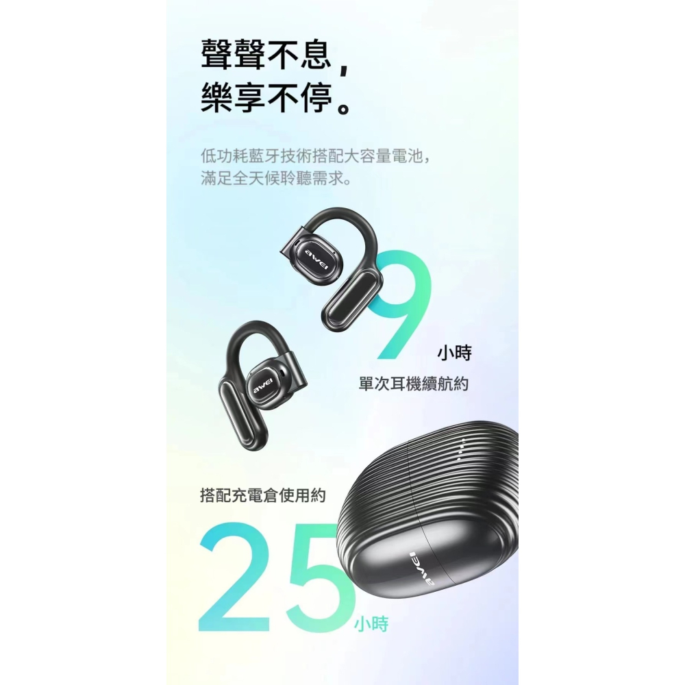 【awei藍芽耳機】TZ6 雙咪ENC降噪開放式運動耳機 IPX4防汗 雙重重低音-細節圖4