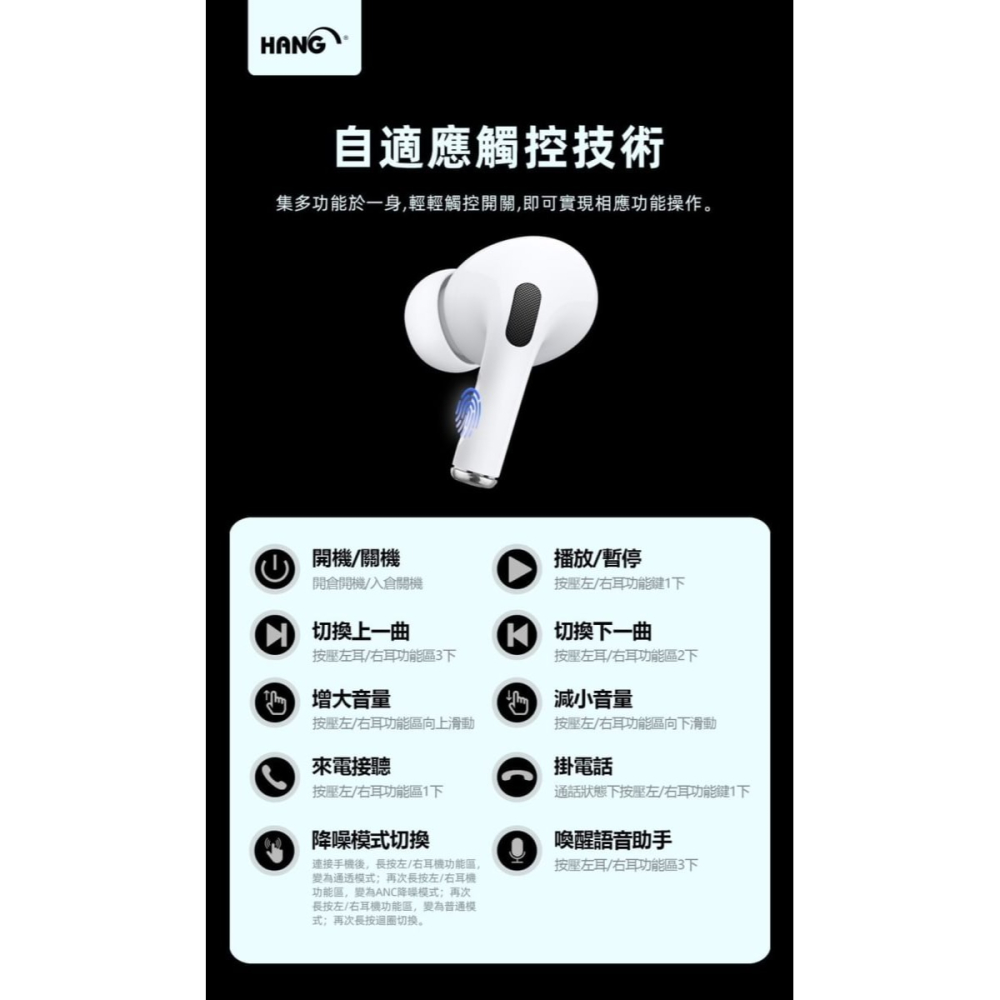 【HANG 屏顯智能藍芽耳機】W01 超長待機 藍牙5.3 藍牙耳機 ANC降噪 HiFi音質-細節圖6