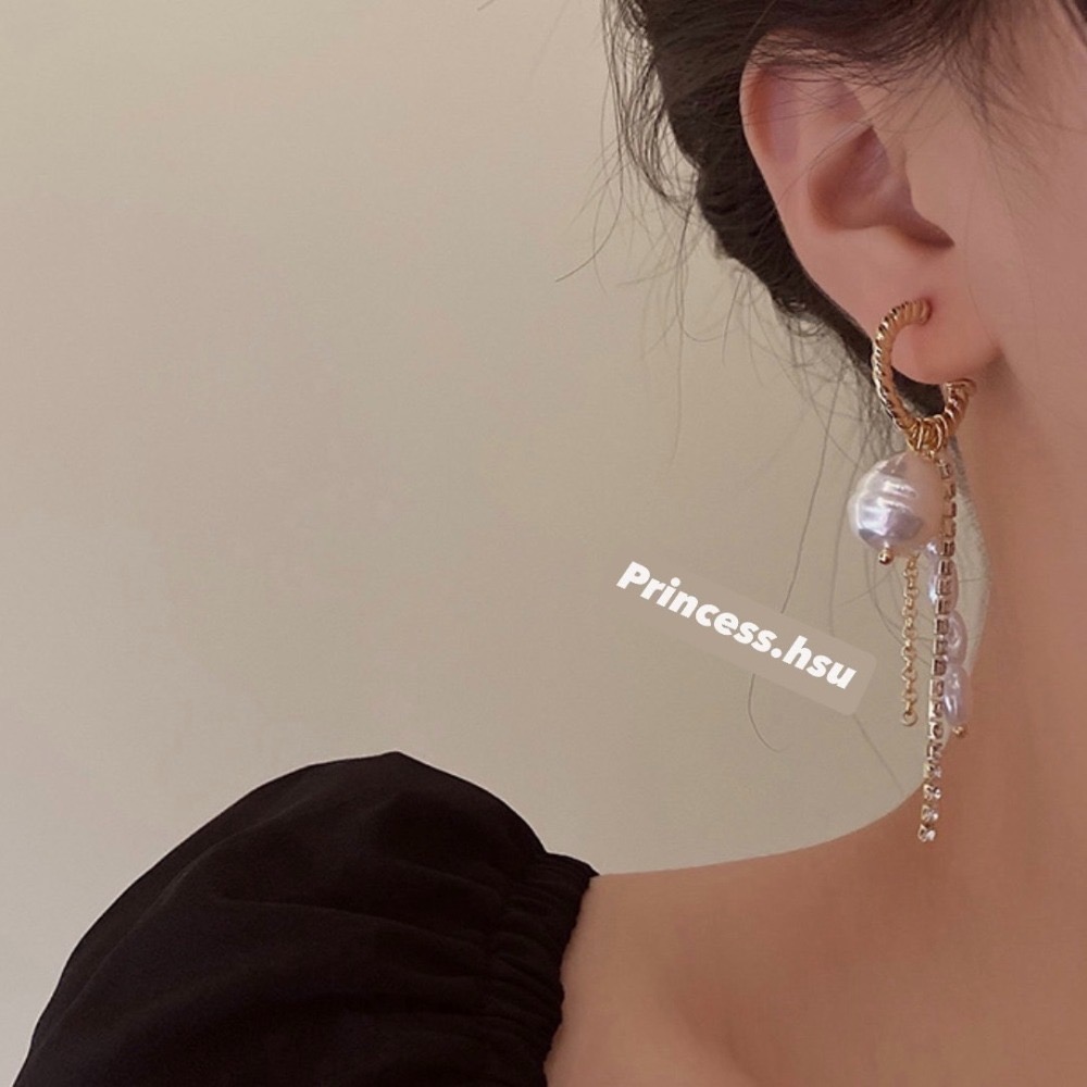 巴洛克長款貝殼耳環-規格圖1