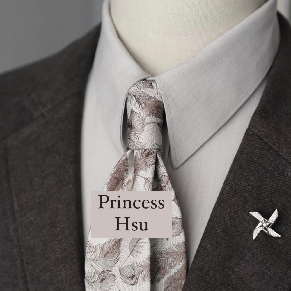 復古葉子緹花手打領帶-規格圖1