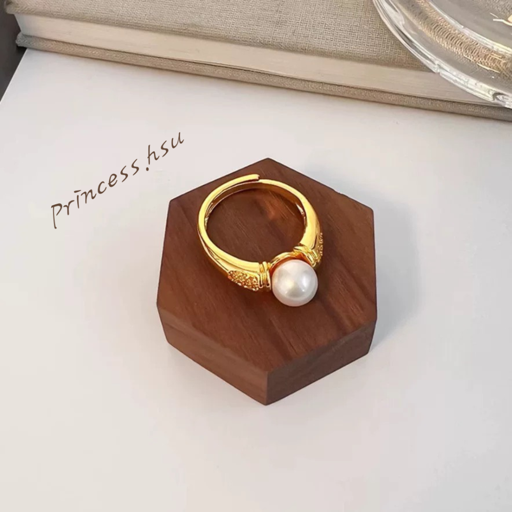 單顆珍珠造型戒指(金/銀)-細節圖2