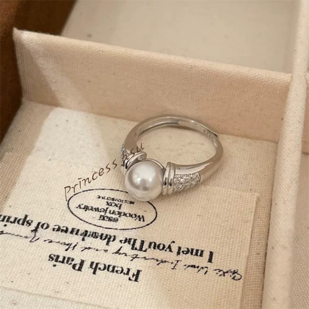 單顆珍珠造型戒指(金/銀)-細節圖3