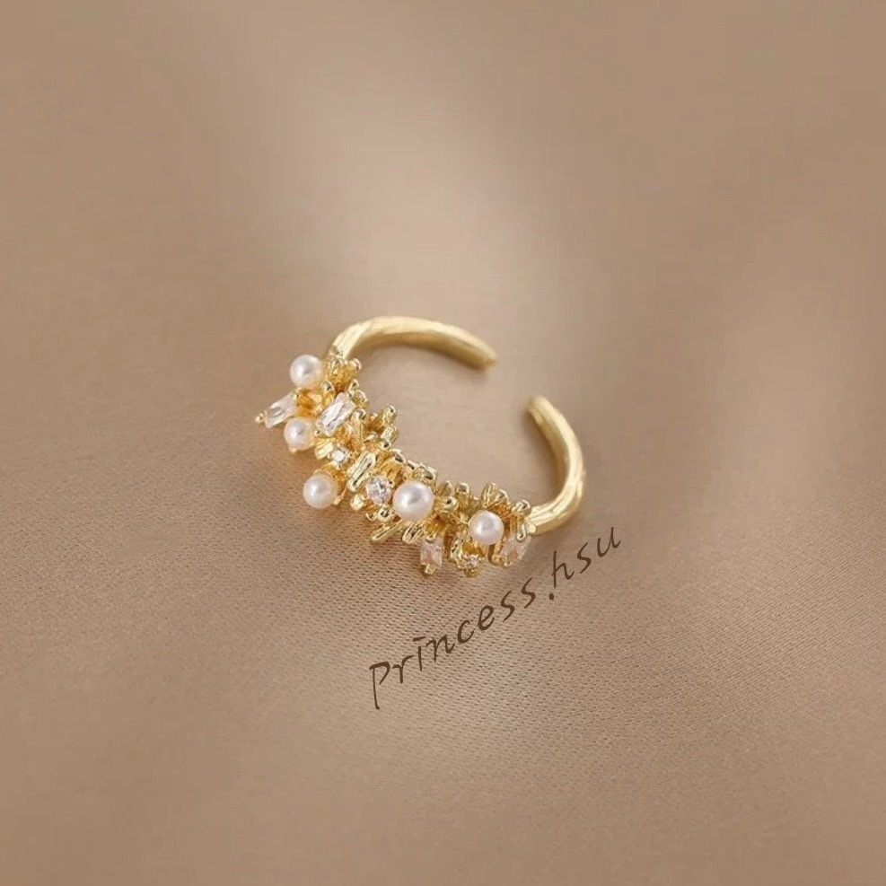 法式珍珠戒指(金色)-細節圖2