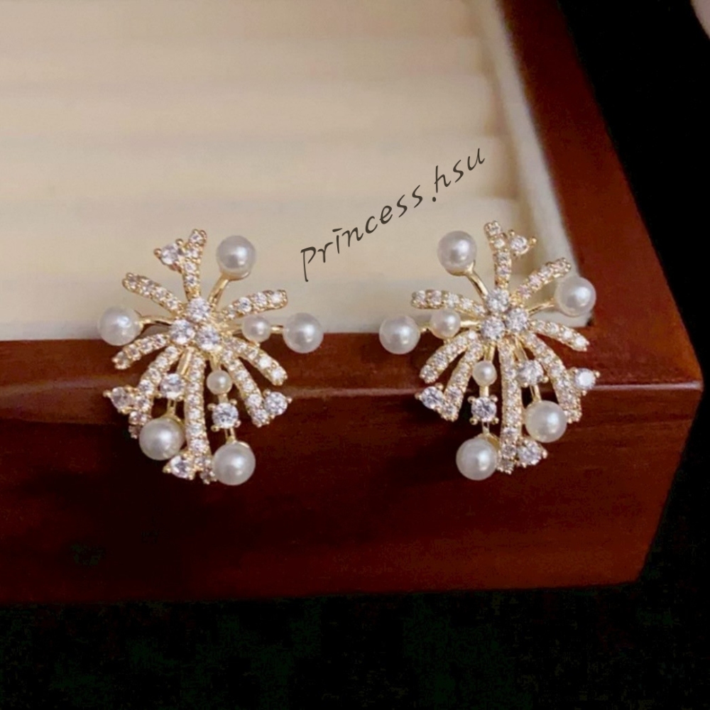 鑲鑽煙花不規則耳環-規格圖3