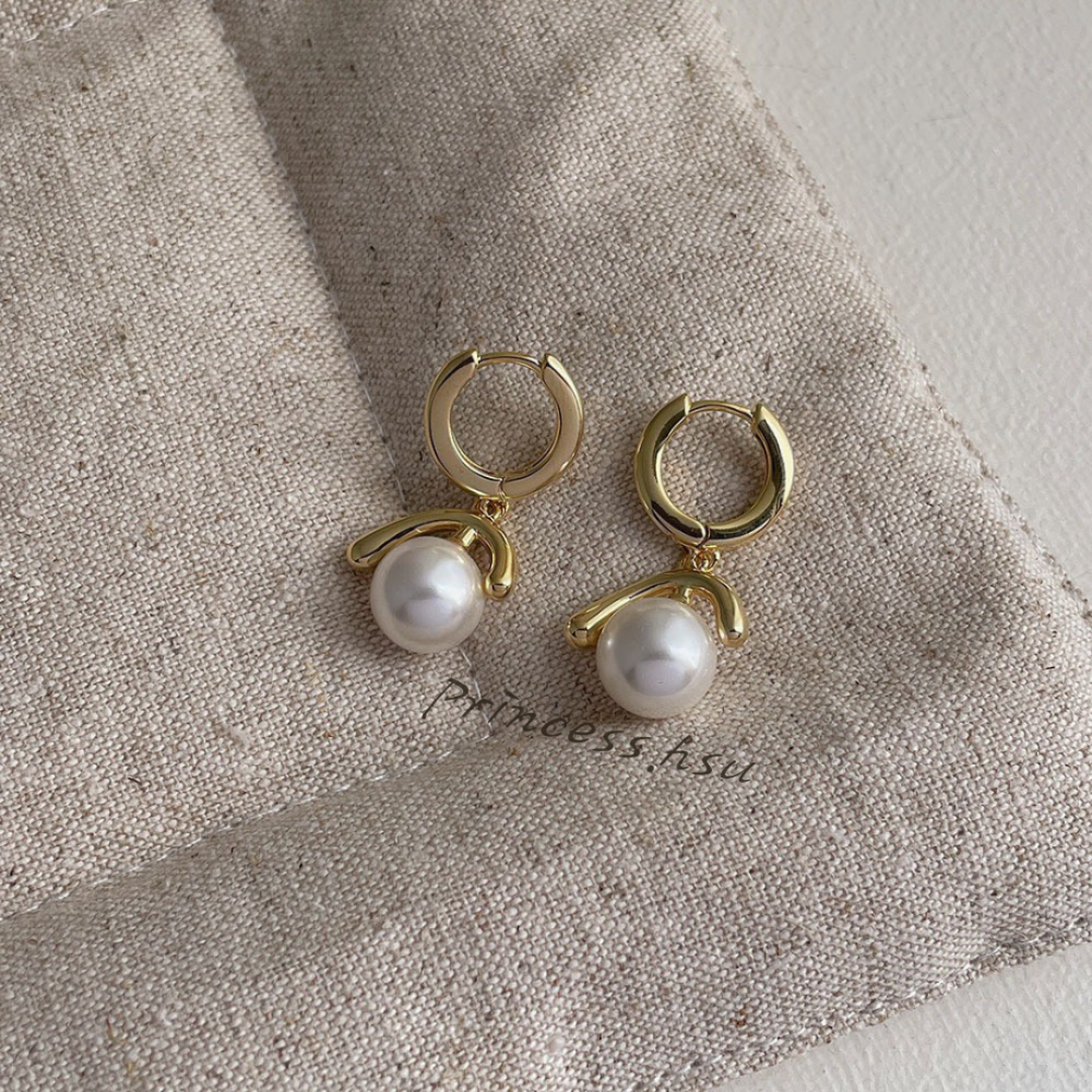 圓球珍珠耳扣耳環-細節圖2