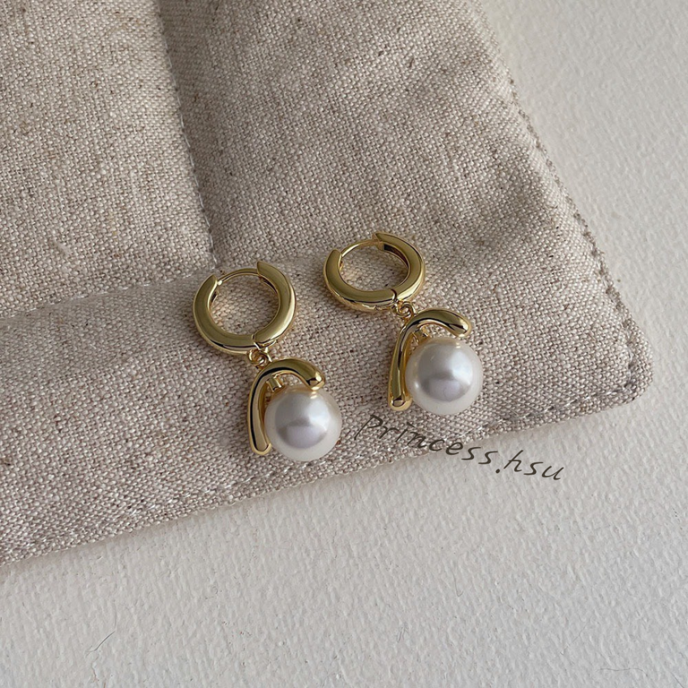 圓球珍珠耳扣耳環-細節圖3