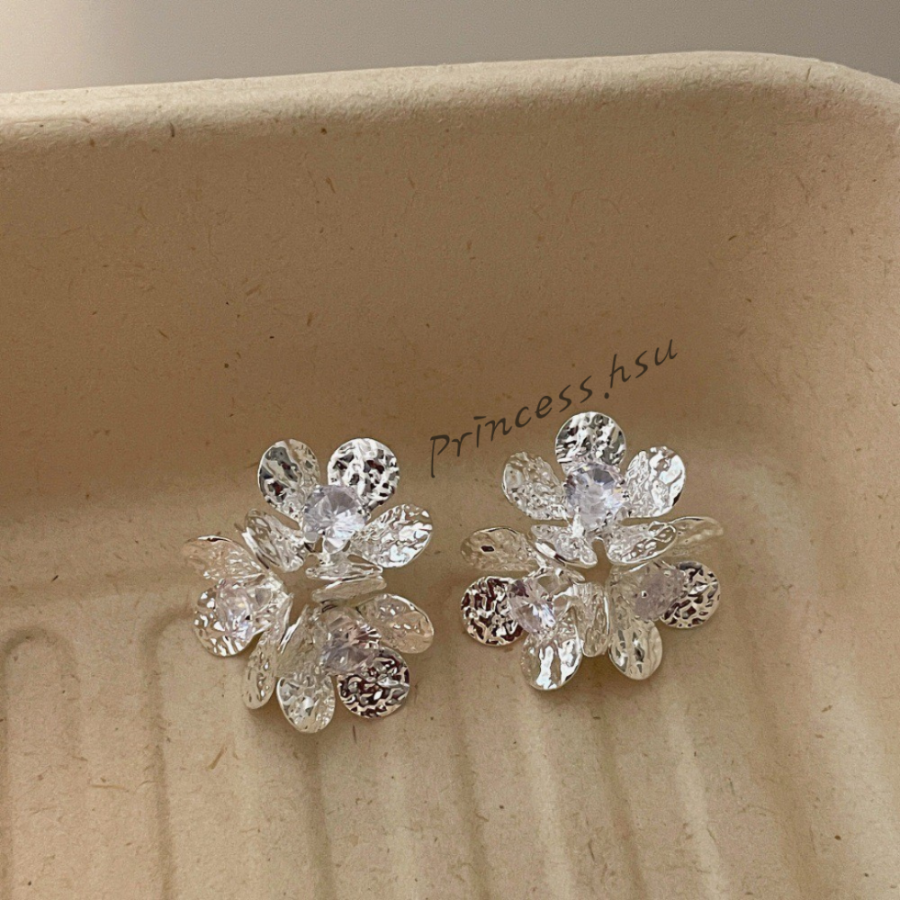 金屬花瓣耳環(金/銀)-規格圖2