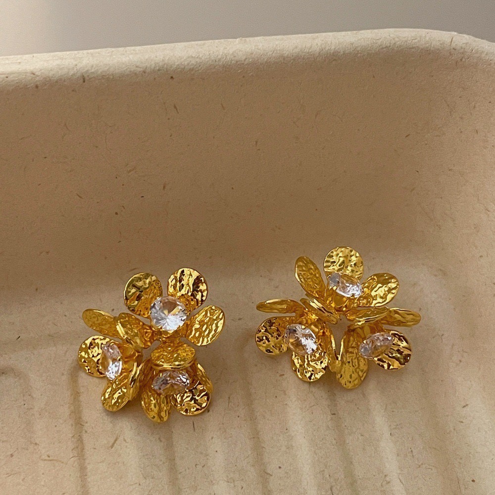金屬花瓣耳環(金/銀)-規格圖2