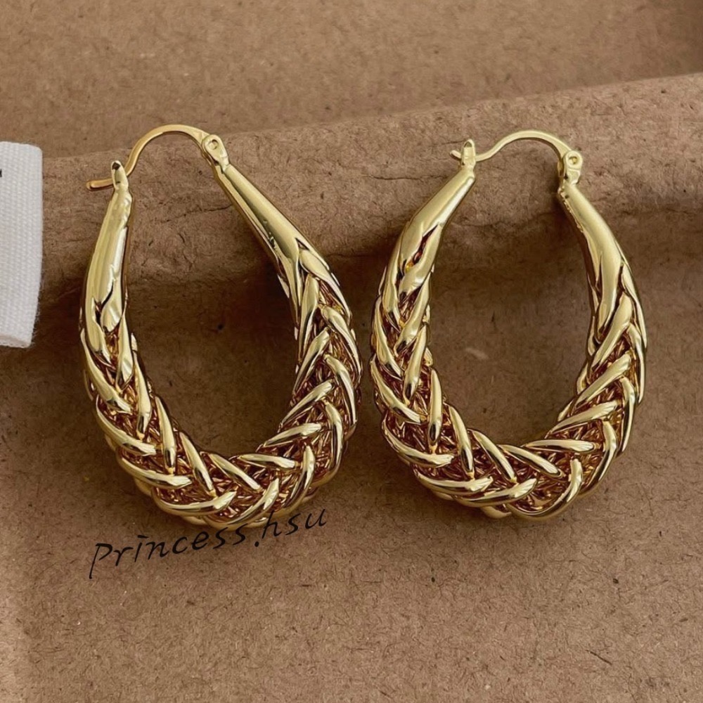 麻花金屬耳扣耳環(金/銀)-規格圖1