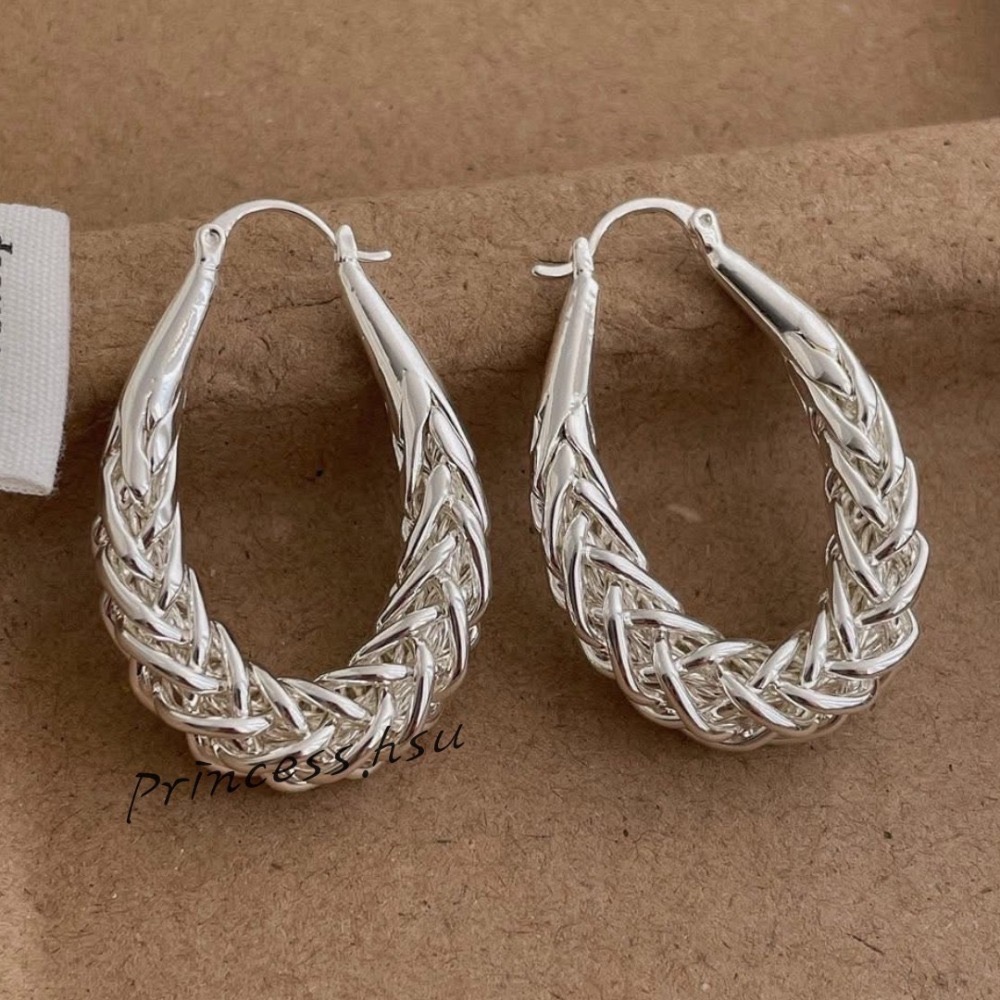 麻花金屬耳扣耳環(金/銀)-規格圖1