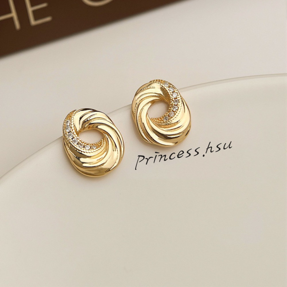 曲線鑲鑽耳夾-規格圖1