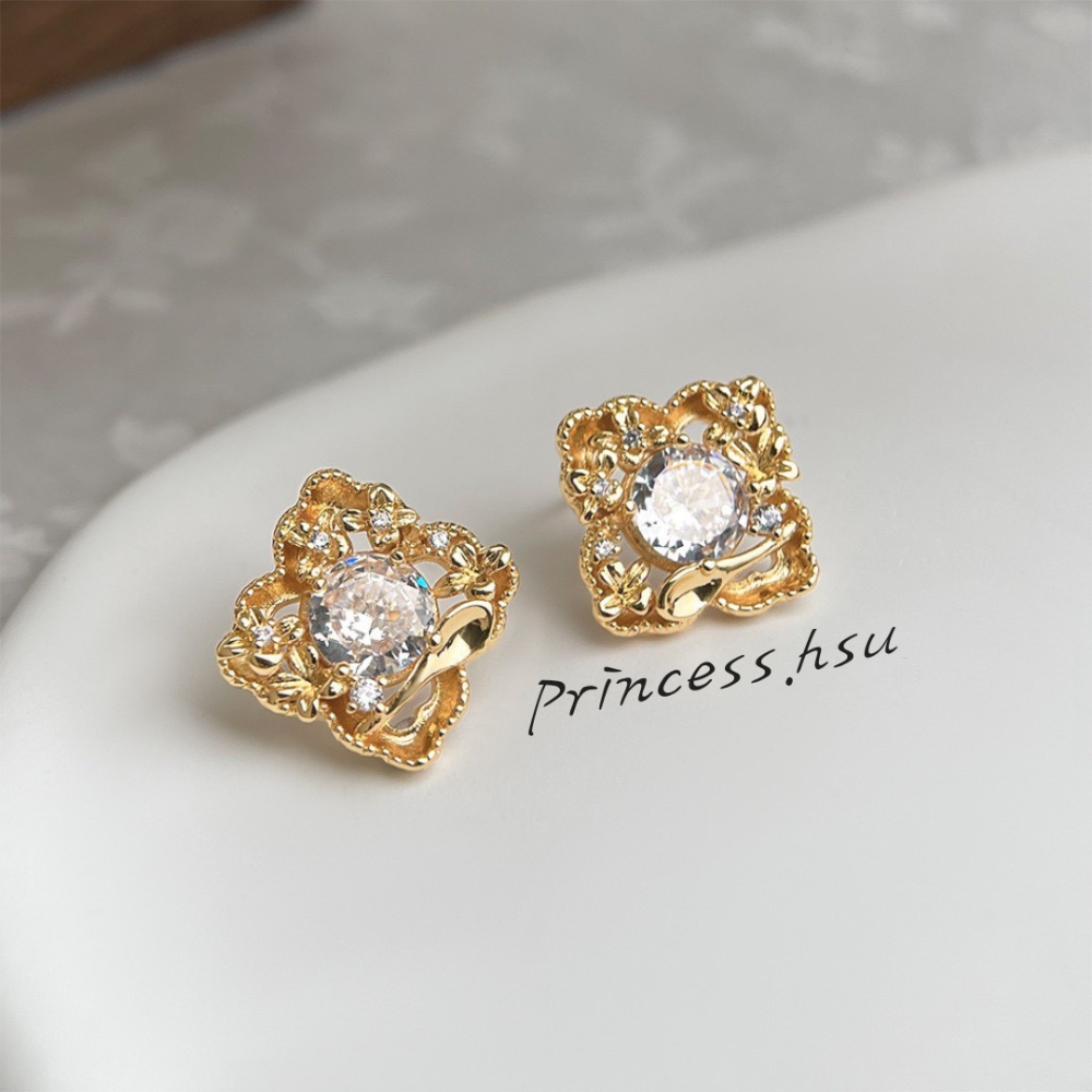 方形鑲鑽耳夾-規格圖1