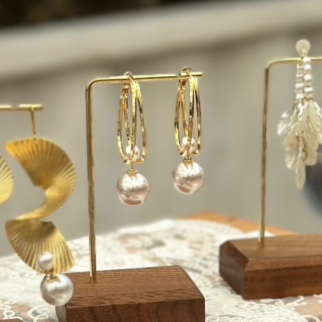 幾何圈型珍珠耳環-細節圖2