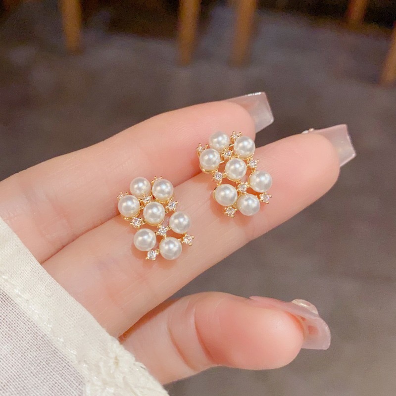 方形簍空珍珠耳環-規格圖1