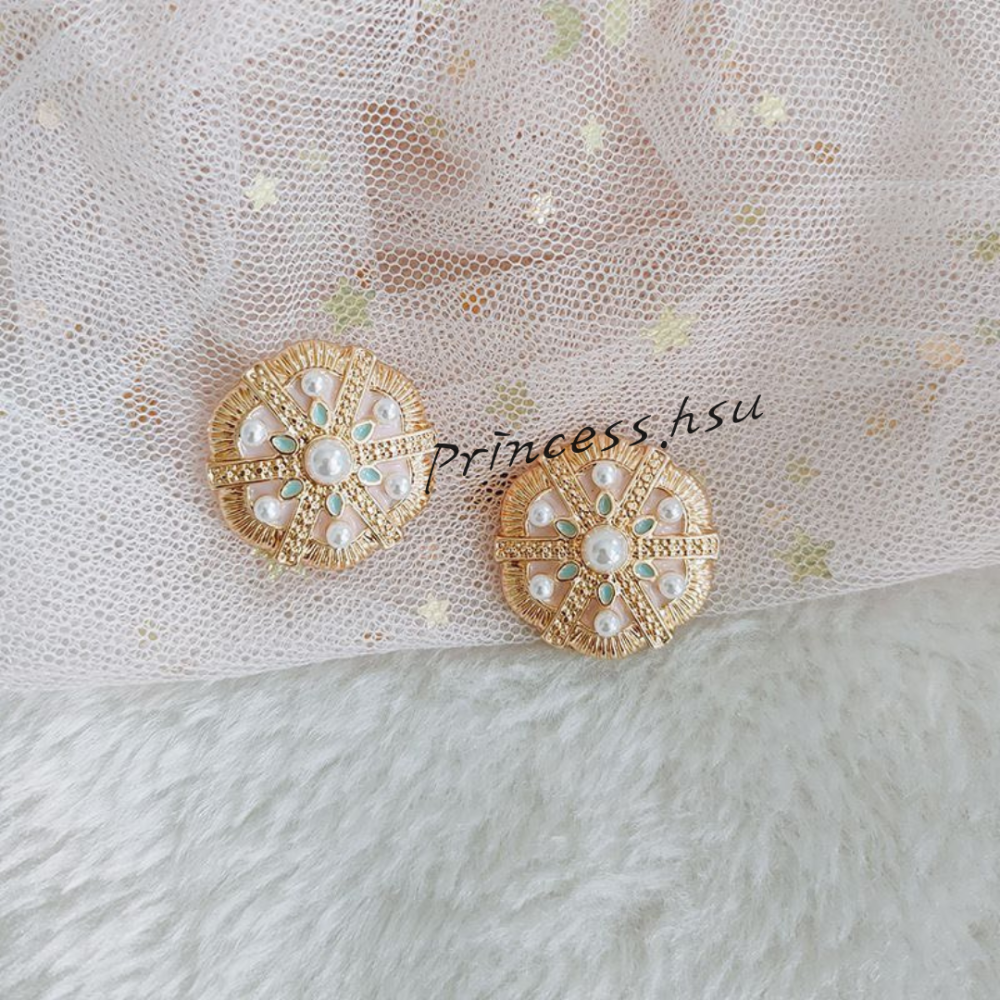 復古圓形珍珠耳環-規格圖1