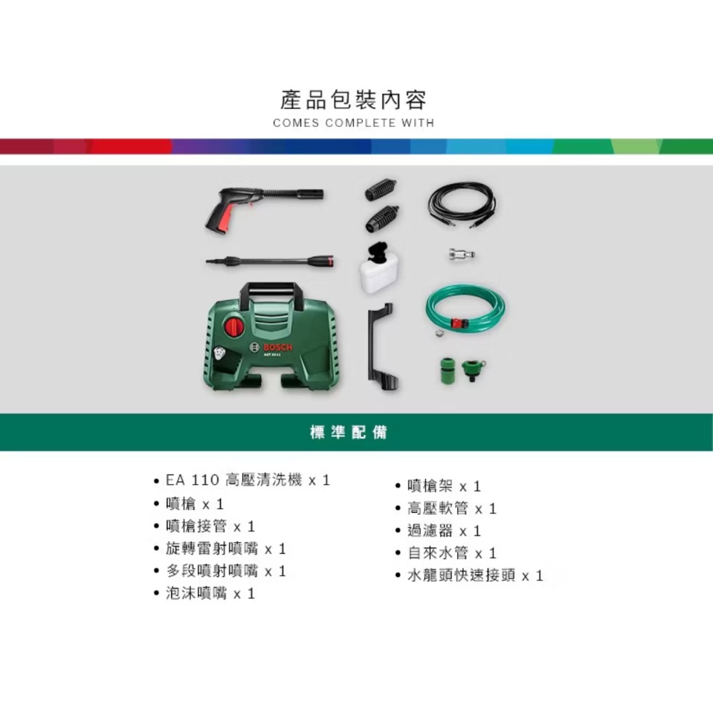 胖達人五金 含稅 BOSCH 博世 AQT33-11 二代 EA110 自吸式高壓清洗機~洗車機-細節圖4