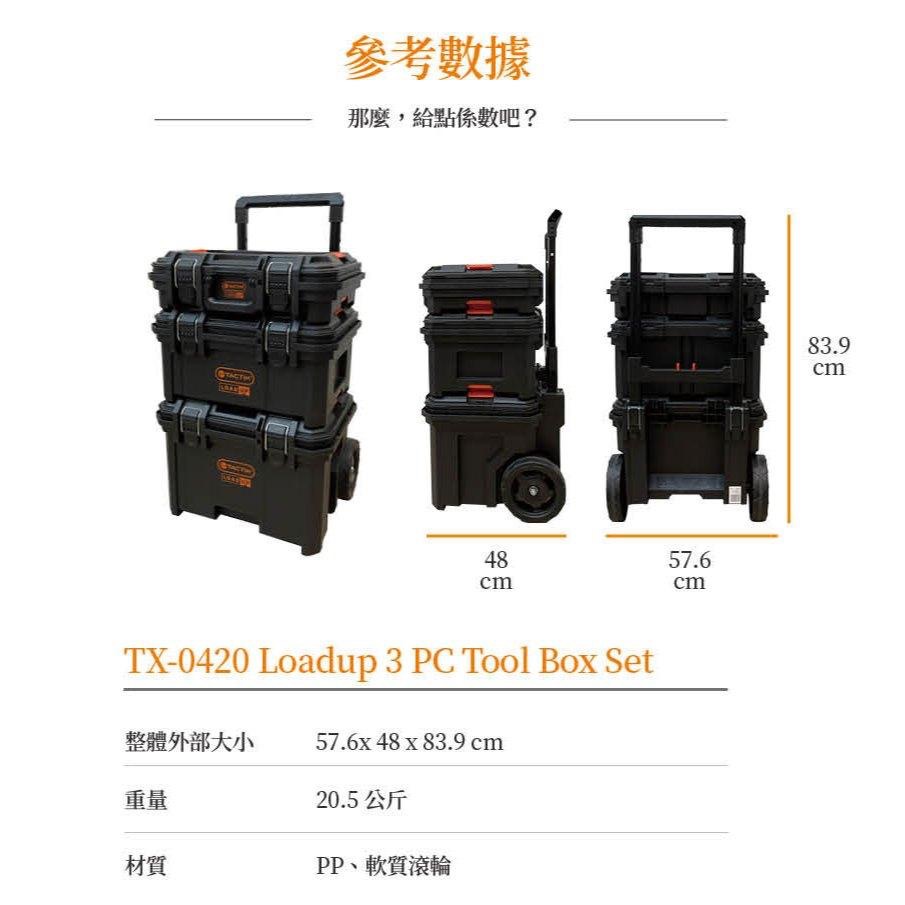 胖達人五金 TACTIX 三層推疊工具箱 防水工具箱 拉桿工具車 手推車 工具推車 TX-0420 同風霸 GB-006-細節圖3