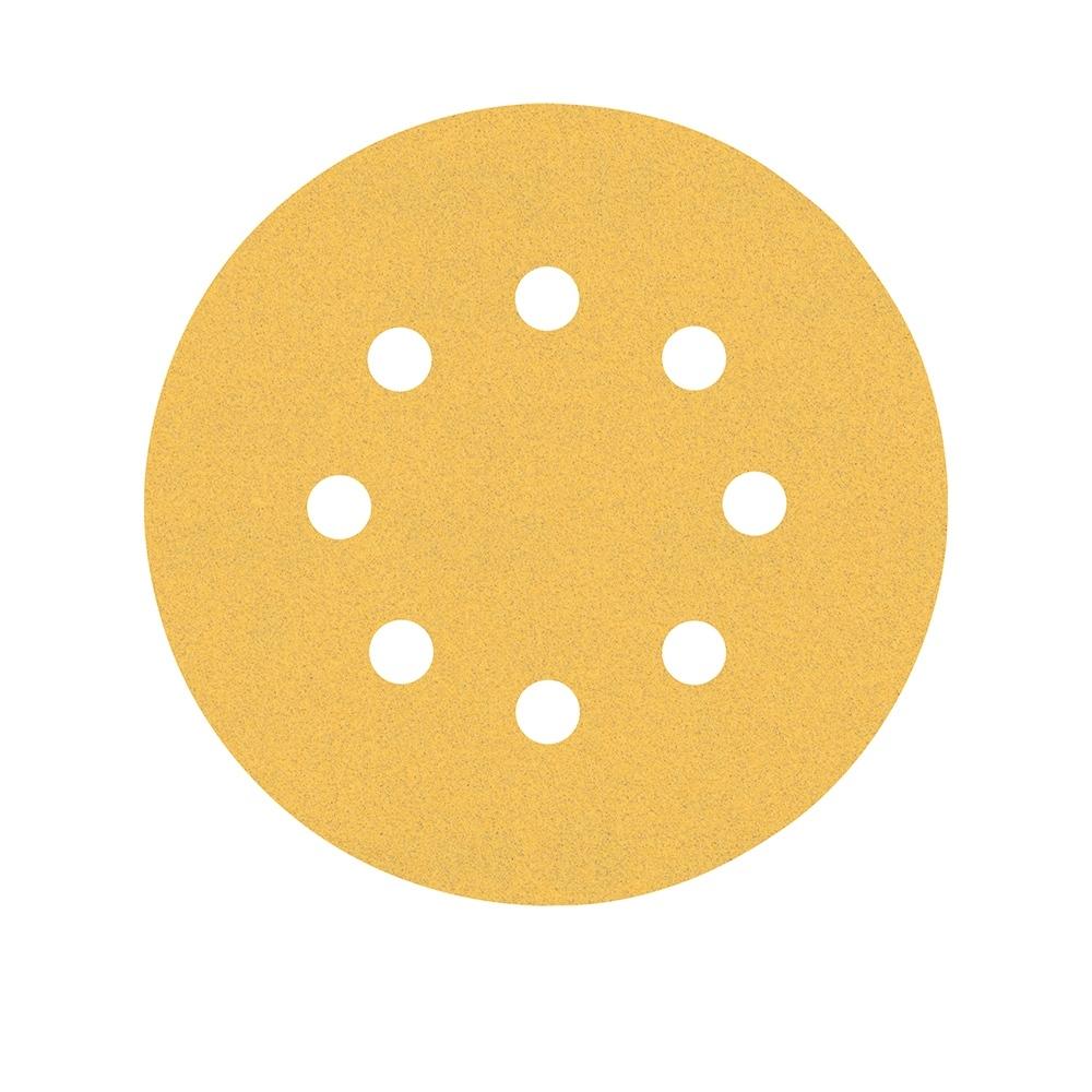 胖達人五金 BOSCH 博世 超耐久金色圓形8孔自黏砂紙125mm/5片/包 GEX125 AE DBO180-細節圖2