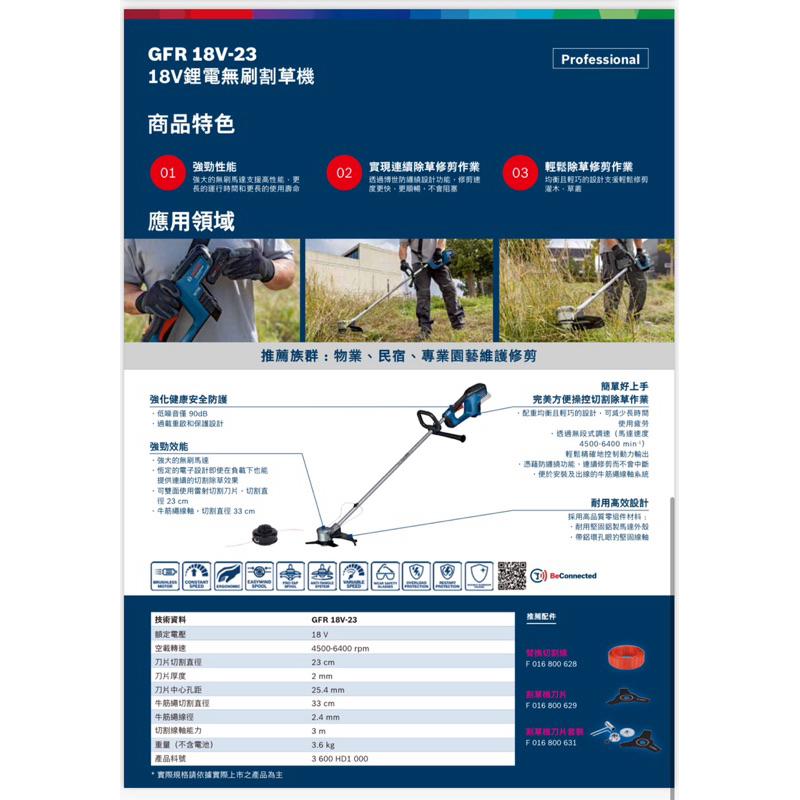 胖達人五金 BOSCH 博世 18V無刷割草機 GFR 18V-23 GFR18V-23-細節圖3