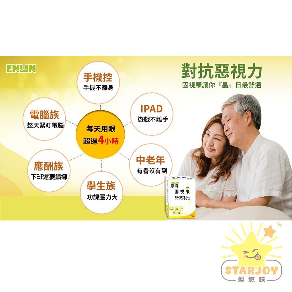 【燦悠味starjoy】ENLIN 固視康軟膠囊 異戊二烯類黃酮 60顆一盒-細節圖4