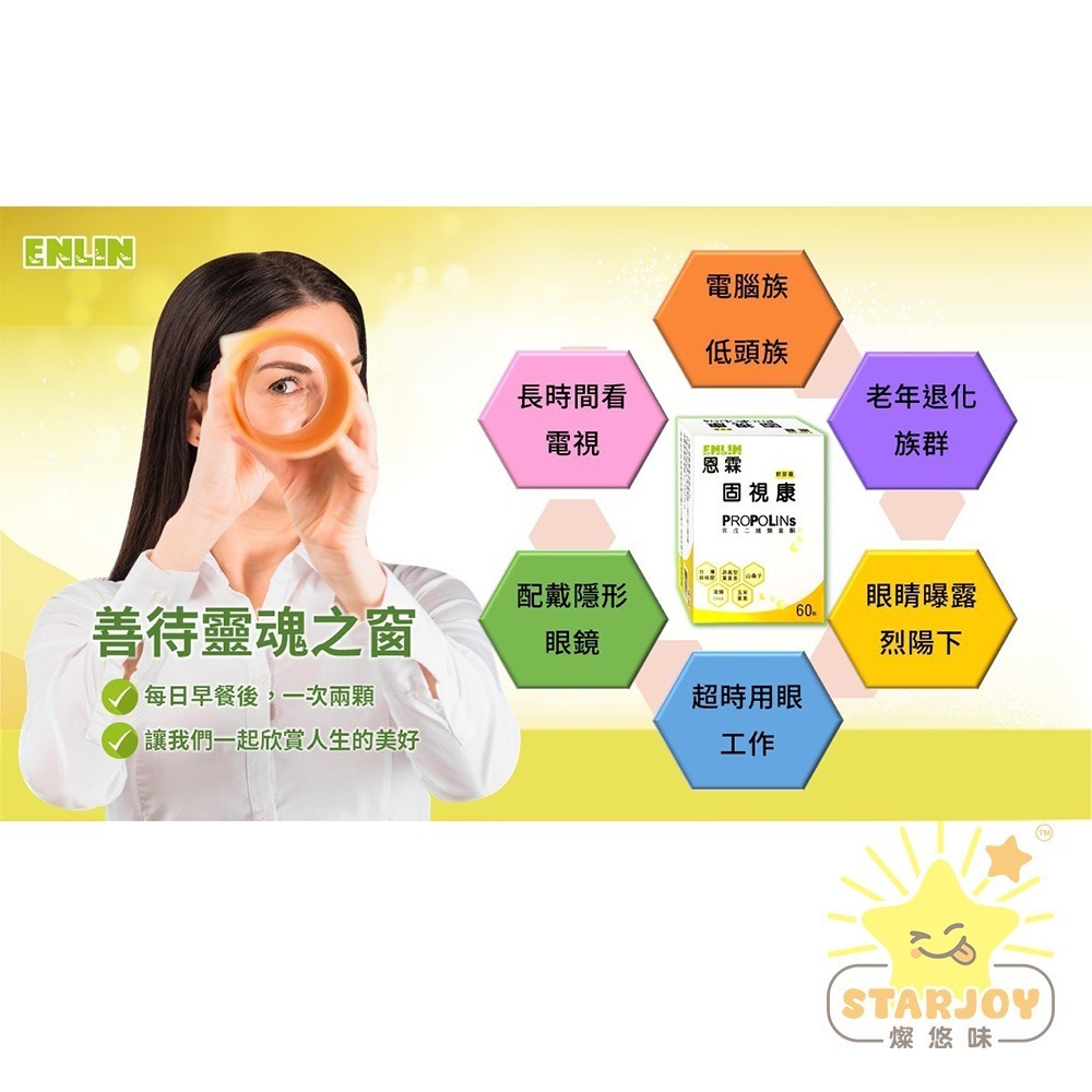 【燦悠味starjoy】ENLIN 固視康軟膠囊 異戊二烯類黃酮 60顆一盒-細節圖6