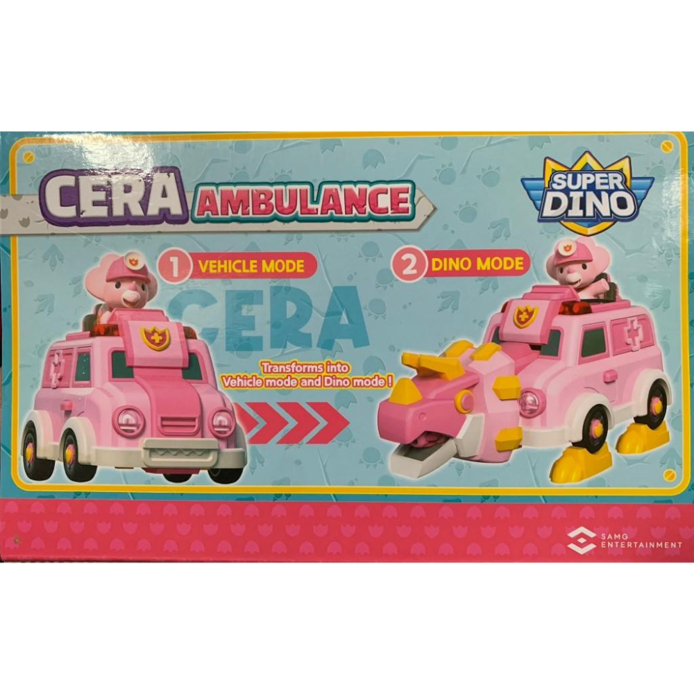 正版 SUPER DINO 恐龍救援隊 CERA AMBULANCE 三角龍救護車 SM84057-細節圖2