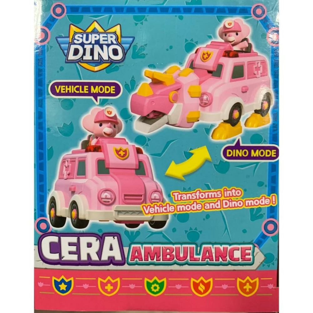 正版 SUPER DINO 恐龍救援隊 CERA AMBULANCE 三角龍救護車 SM84057-細節圖3