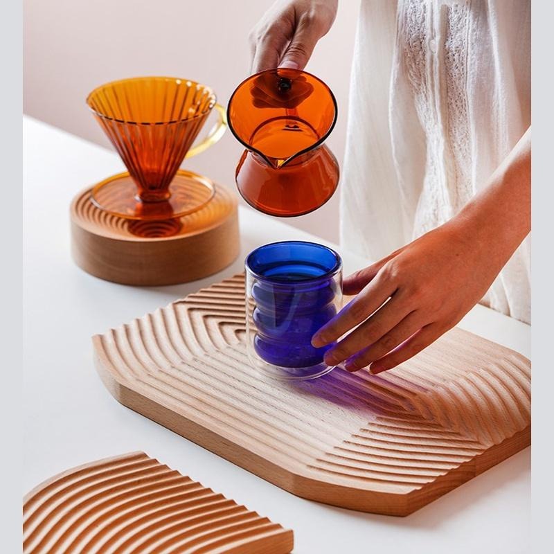 🔥台灣現貨🔥木質托盤 杯墊 水波紋托盤 雜物收納盤 果盤 香薰收納盤 波浪盤 攝影拍照道具 北歐風 拍攝道具-細節圖4