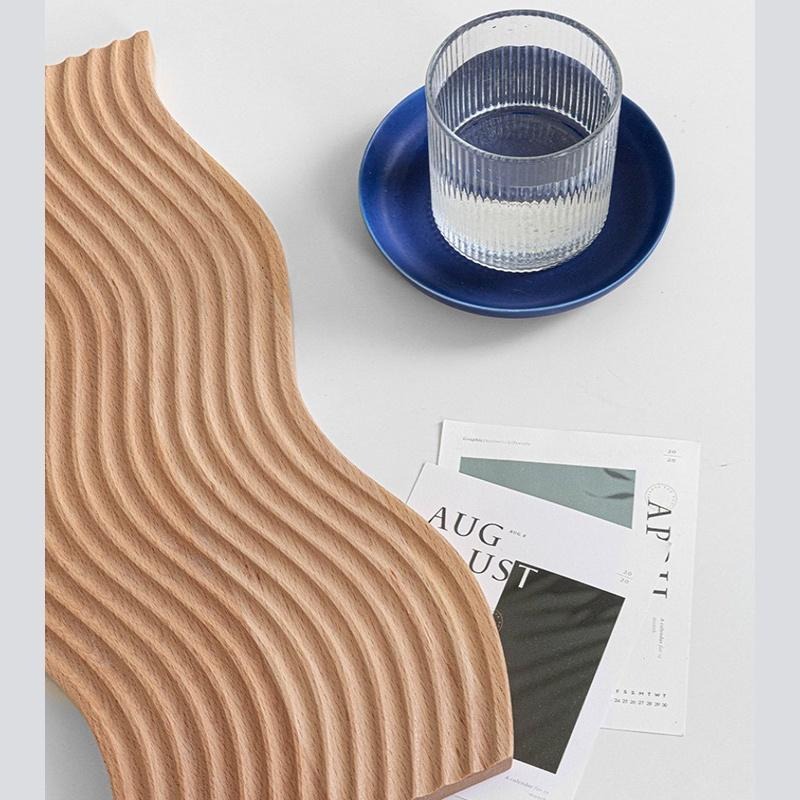 🔥台灣現貨🔥木質托盤 杯墊 水波紋托盤 雜物收納盤 果盤 香薰收納盤 波浪盤 攝影拍照道具 北歐風 拍攝道具-細節圖7