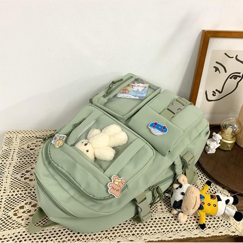 【台灣現貨】後背包 韓版休閒大容量雙肩包 新款書包 大容量 休閒 男/女包 熊熊 背包 學生背包 學生後背包-細節圖3