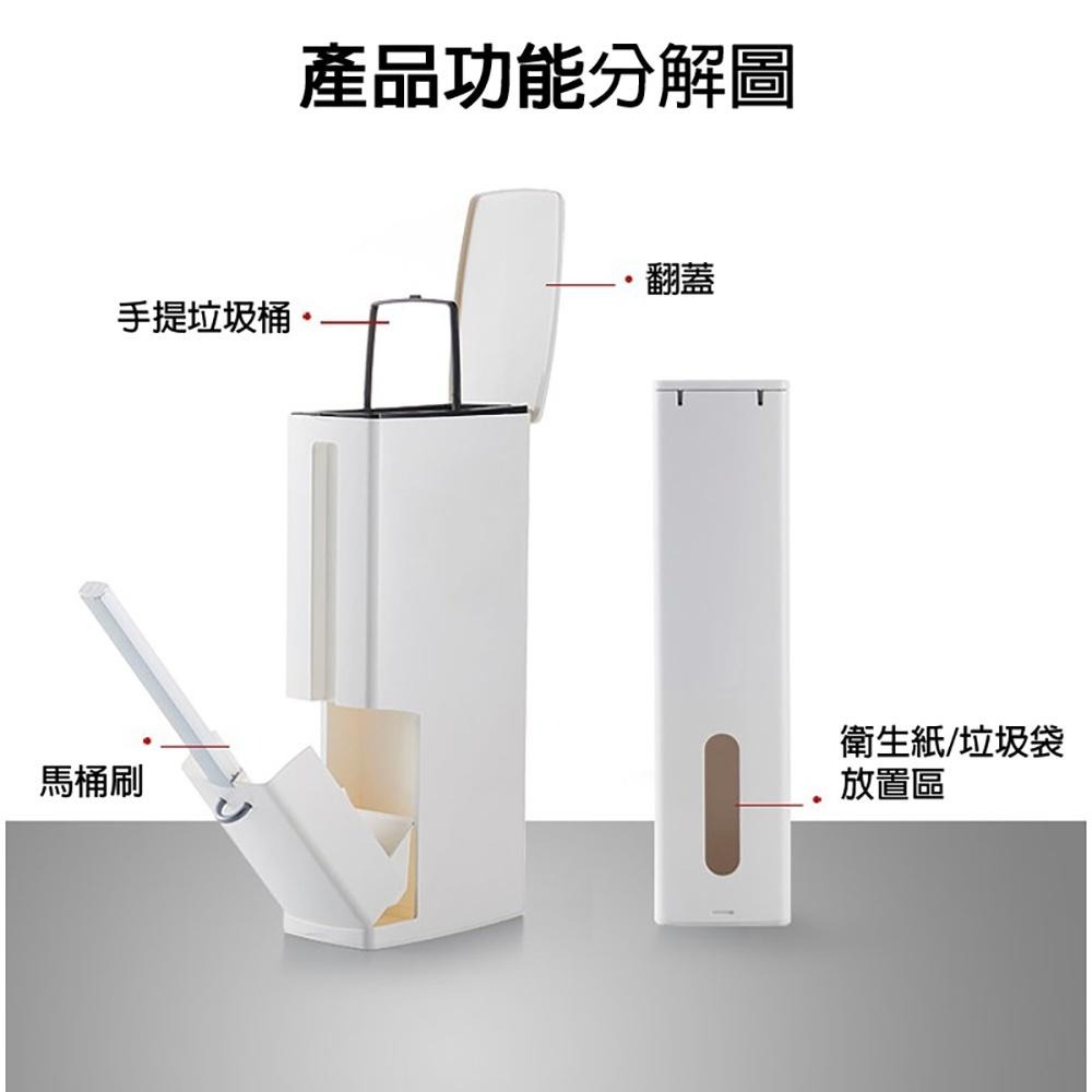 🔥台灣現貨🔥三合一馬桶刷組 創意隱藏式馬桶刷垃圾桶組 智能垃圾桶 清潔刷 馬桶刷 垃圾桶 多功能馬桶刷收納組合-細節圖2