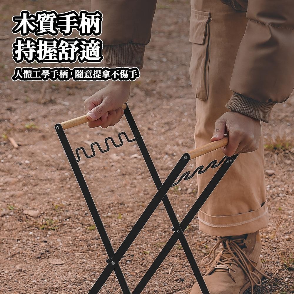 【現貨 免運🔥木柄摺疊垃圾桶架】折疊垃圾架 垃圾袋掛架 掛式垃圾架 垃圾分類架 露營垃圾架 摺疊垃圾架 戶外垃圾桶架-細節圖2
