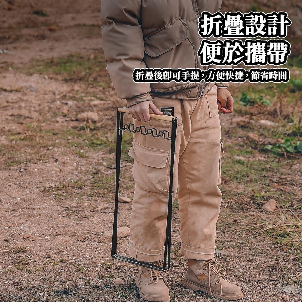【現貨 免運🔥木柄摺疊垃圾桶架】折疊垃圾架 垃圾袋掛架 掛式垃圾架 垃圾分類架 露營垃圾架 摺疊垃圾架 戶外垃圾桶架-細節圖3