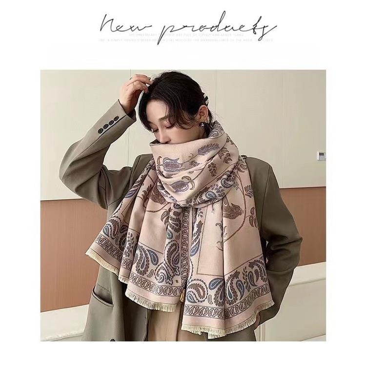 🔥台灣現貨🔥圍巾 仿羊絨圍巾 披肩 雙面圍巾 居家披肩 羊絨保暖 羊毛大披肩-細節圖7