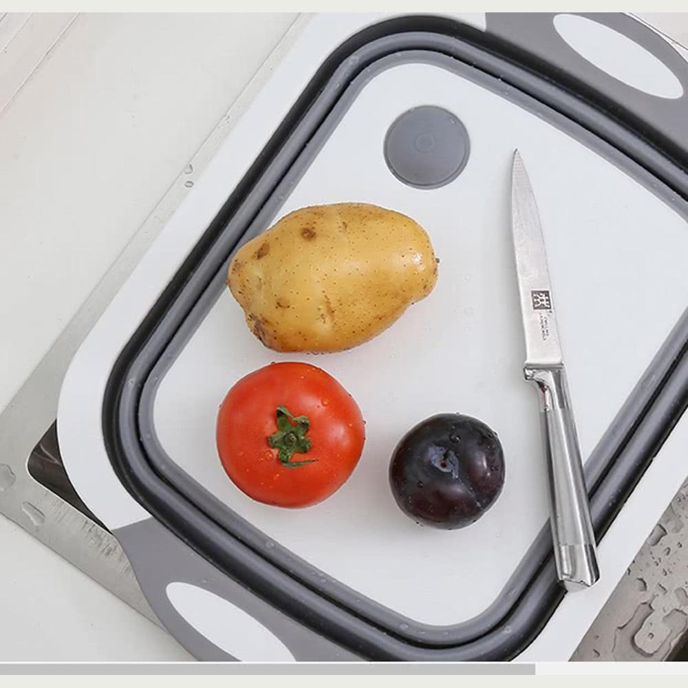 🔥台灣現貨🔥摺疊便攜 折疊砧板多功能瀝水盆 瀝水籃 露營瀝水藍 多功能折疊瀝水藍 旅行戶外 洗菜籃 瀝水盆 多功能折疊-細節圖3