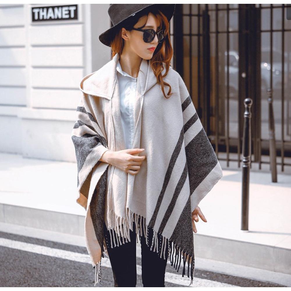 🔥台灣現貨🔥披肩 圍巾 秋冬保暖 仿羊披肩 披肩斗篷披肩圍巾 披肩圍巾 保暖圍巾 保暖披肩 保暖 防風 造型披肩-細節圖4