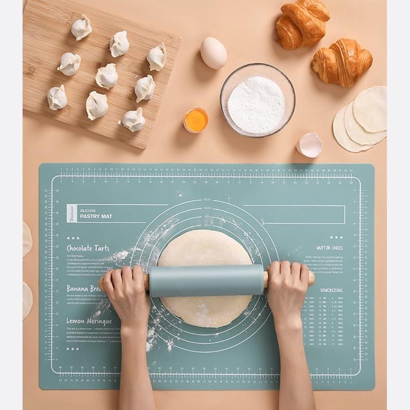【台灣現貨】揉麵墊 擀麵棍 硅膠莫蘭迪色烘培揉麵墊 食品級 桿麵墊 烘焙墊 帶刻度擀麵墊 烘焙用具 麵包 吐司-細節圖3