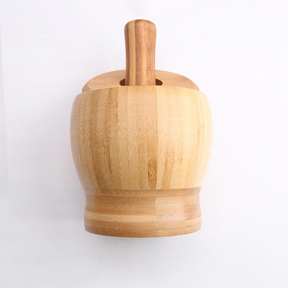 【台灣現貨】搗攪蒜器 蒜神器竹質搗蒜頭器帶蓋 搗藥缽 食材切碎 攪蒜碎機 藥材磨粉搗藥罐 壓蒜研磨器 傳統搗碎罐 搗蒜器-細節圖2