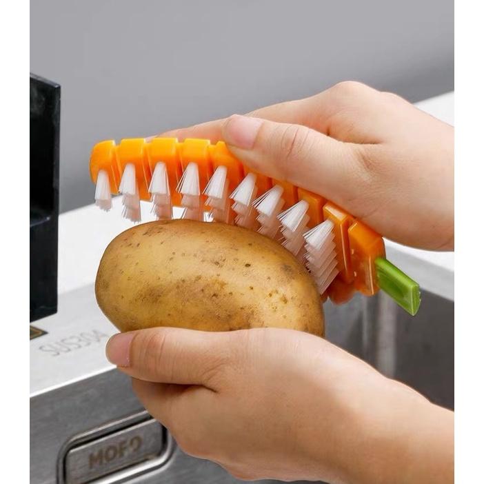 【台灣現貨】清潔刷 蔬果清潔刷 多功能蔬果清潔刷 不傷果皮清潔刷 水果刷 蔬菜刷 隔熱止滑墊 廚房用品 贈品禮品-細節圖3