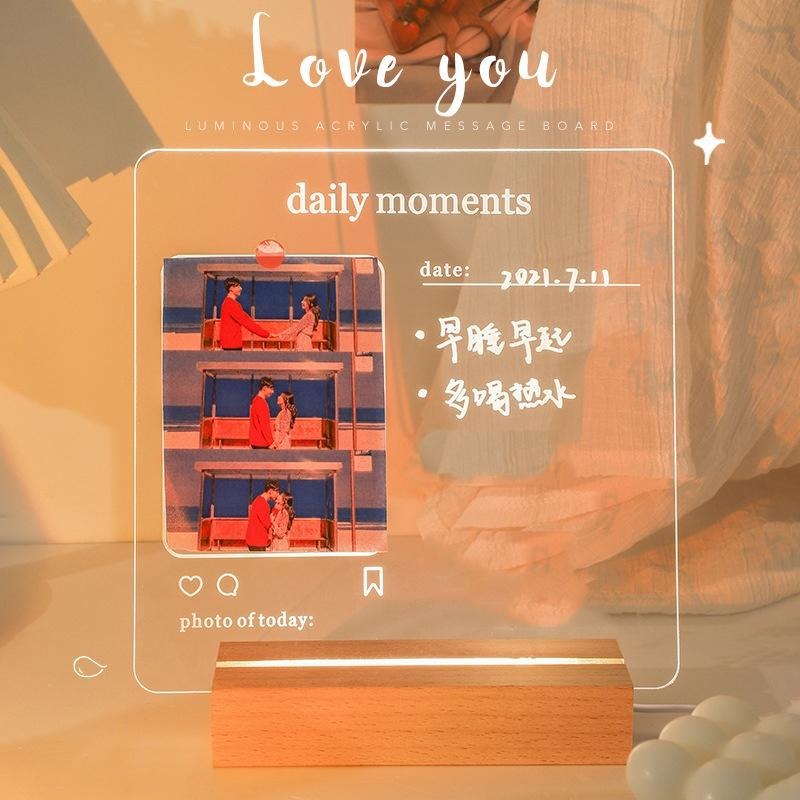 【台灣現貨】留言板 發光留言板 壓克力記事板 塗鴉板 手寫板 記事板 小夜燈 禮物-細節圖2