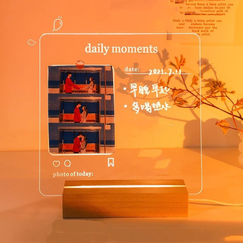 【台灣現貨】留言板 發光留言板 壓克力記事板 塗鴉板 手寫板 記事板 小夜燈 禮物-細節圖3