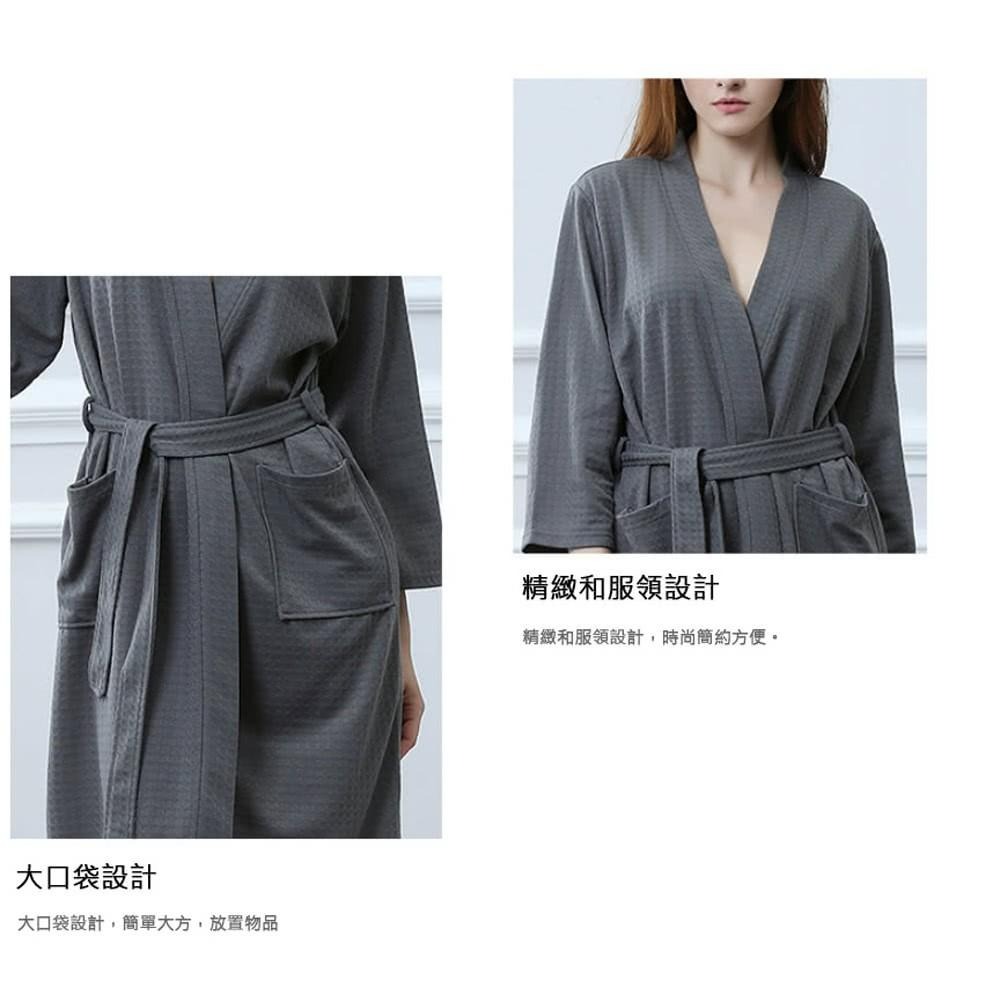 【台灣現貨】情侶浴袍 男款 浴衣 居家睡袍 吸水速乾 薄款加長款 華夫格 男士睡袍 睡衣居家服 長款 飯店浴袍 換衣-細節圖5