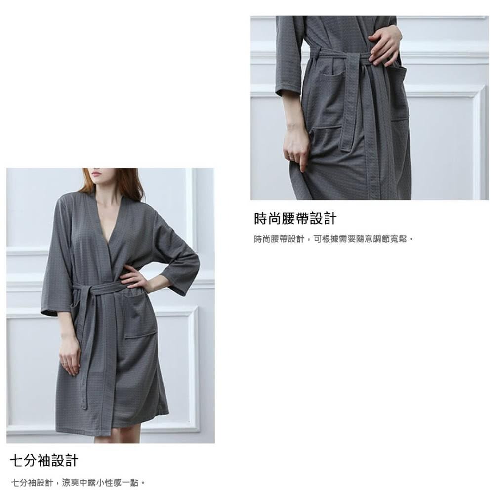 【台灣現貨】情侶浴袍 男款 浴衣 居家睡袍 吸水速乾 薄款加長款 華夫格 男士睡袍 睡衣居家服 長款 飯店浴袍 換衣-細節圖6