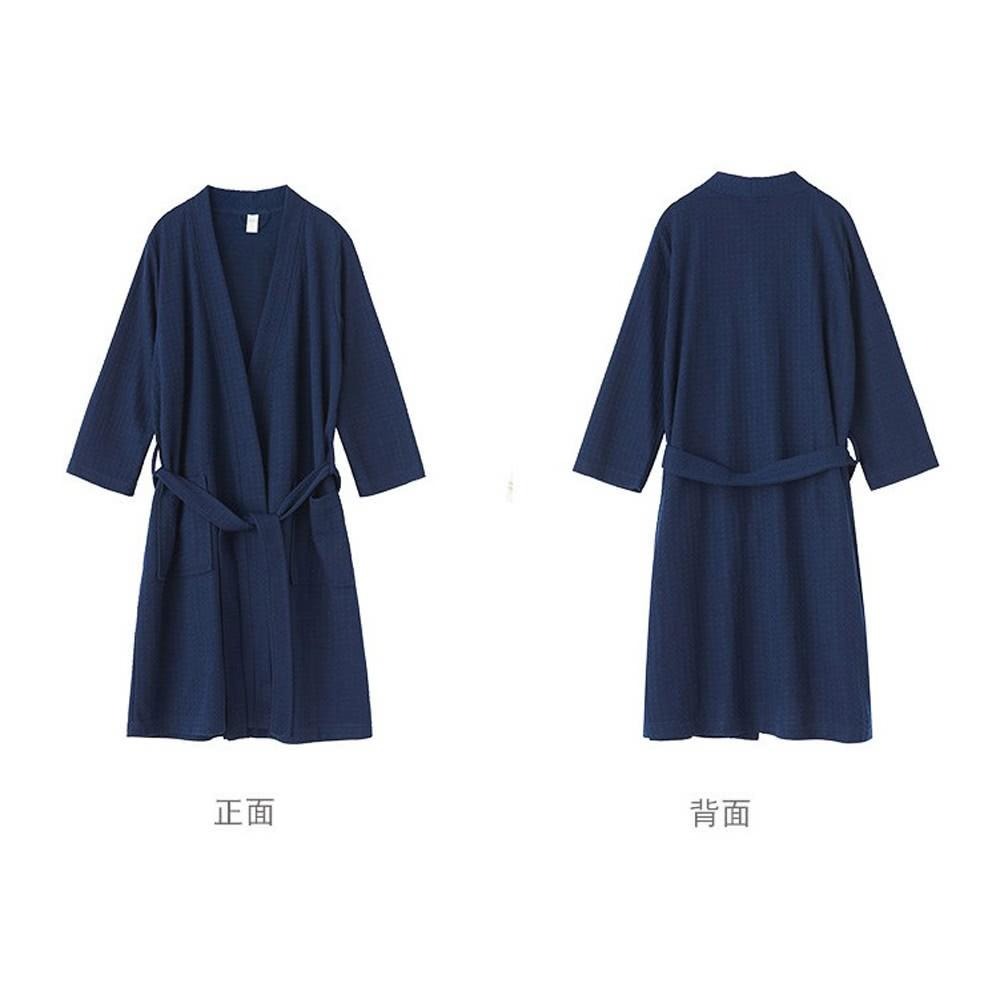 【台灣現貨】情侶浴袍 男款 浴衣 居家睡袍 吸水速乾 薄款加長款 華夫格 男士睡袍 睡衣居家服 長款 飯店浴袍 換衣-細節圖7